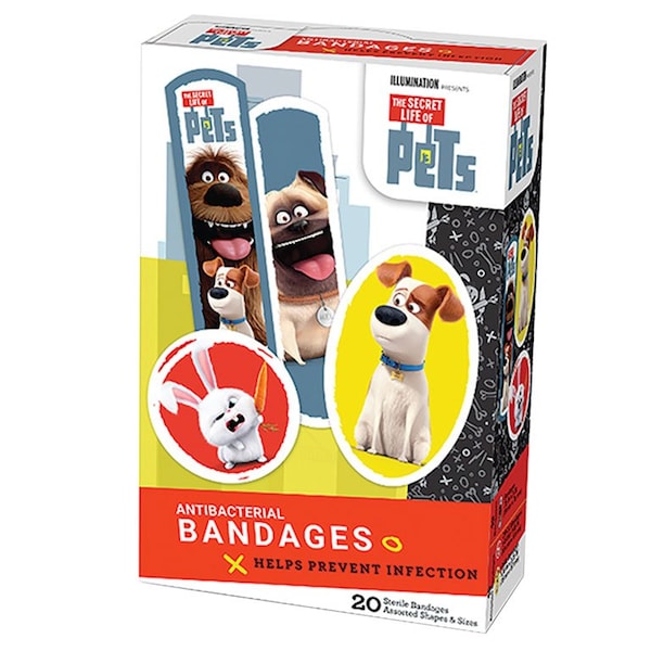 Aso The Secret Life of Pets Antibacterial Bandages, Assortment, 20PK 181687 - main